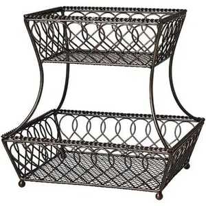 Modern Black Metal Wire Geometric Fruit Bowl Round Tabletop <b>Vegetable</b> <b>Basket</b> Kitchen Countertop <b>Storage</b> Organizer Serving Bowl - Product Image 3
