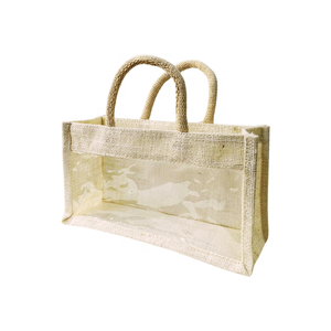 Bolsa de yute con asa de regalo de bambú y ventana personalizada, bolsas de compras portátiles de yute de 3 tarros para regalos - Product Image 6