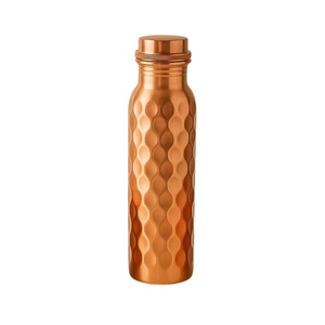 Premium Eco-Friendly Pure Copper Water Bottle Leak Proof Handcrafted Hammered Design Hot/Cold Retaining Customizable Home Office - Product Image 1