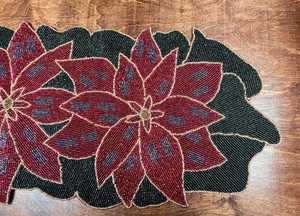 Poinsettia Beaded Christmas Table Runner - Product Image 2