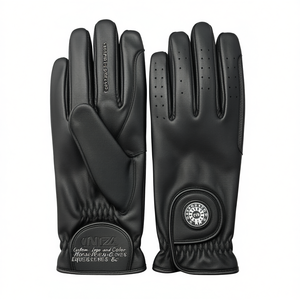 Custom Sheep Leather Full Finger Horse Riding Gloves Hook Loop Closure Knuckle Protection Zigzag Ventilation Holes Breathable - Product Image 2