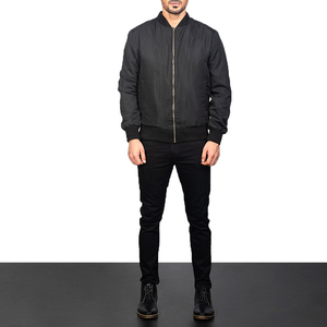 Chaqueta Bomber Formal Negra para Hombre, Cuello Alto, Cierre de Cremallera, Corte Regular, 100% Nailon Ecológico, Secado Rápido, Transpirable, para Invierno - Product Image 5