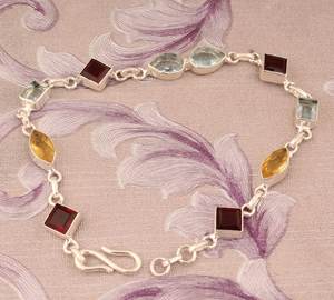 Pulsera de Piedras Preciosas de Cuarzo Multicolor, Joyería Hecha a Mano en Plata de Ley 925, Pulsera de Cuentas de Cristal Natural, Regalo para Mujer - Product Image 4