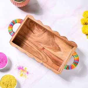 Bandeja de Servir de Madera de Acacia Natural, Bandeja de Comida de Lujo para el Hogar, Cocina y Restaurante - Product Image 4