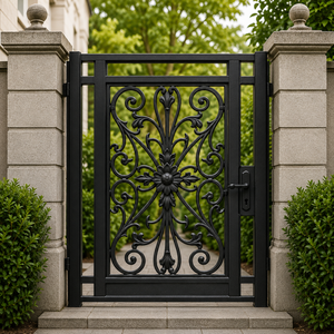Cast Iron Decorative <b>Panel</b> Ornate Wrought Iron Scrollwork Floral Pattern Architectural Metal Insert Gate Fence <b>Window</b> Grill - Product Image 1
