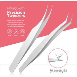 Ensemble de pinces professionnelles pour extensions de cils avec étui, pinces en acier inoxydable allemand, pinces d'isolation pour volume - Product Image 2