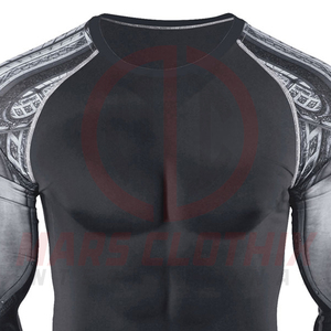 New Latest <b>Design</b> Long Sleeve Slim Fit Men Rash Guard Best Quality Gym Fitness Wear Rash Guard for Men - Product Image 6
