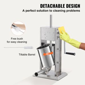 Insaccatrice Manuale a Doppia Velocità in Acciaio Inox 304, Capacità 5LBS/3L, Macchina Verticale per Insaccare Salsicce per Uso Domestico - Product Image 6