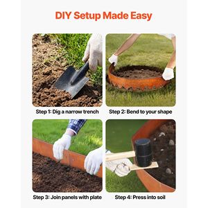 Bordatura per Giardino in Acciaio Corten, Confezione da 6, 40 x 6 Pollici, Metallo Pieghevole con 8 Piastre di Connessione, Piastra Decorativa per Paesaggistica - Product Image 6