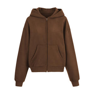 Sweat à capuche uni pour femme, veste d'hiver en molleton contrastant, tricot léger à capuche, respirant et écologique - Product Image 5