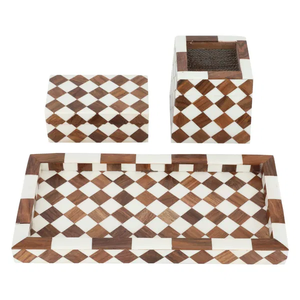 Brûleur d'encens en bois fait main avec motif damier, support aromatique en bois de santal, utilisation toute saison - Product Image 6