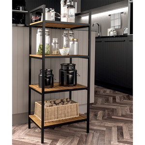 <b>Modern</b> Industrial 5 Tier Metal Etagere <b>Shelf</b> Wood Top Freestanding Bookcase for Living Room Home Office - Product Image 2