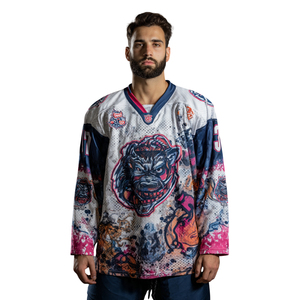 Custom Ice Hockey Jersey Tops Long Sleeve V-Neck Sublimation Hockey Jerseys High Quality Sublimated Jersey - Product Image 2