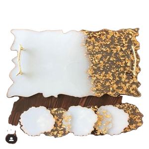 Plato para servir de resina hecho a mano, colorido patrón moderno, ideal para exhibir postres, frutas o mejorar su decoración festiva - Product Image 1