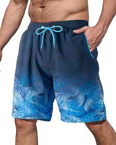 Shorts de bain pour hommes à imprimé tropical, taille mi-haute, respirants, en non-tissé, avec cordon de serrage, séchage rapide, avec poches, tenue décontractée de plage - Product Image 4