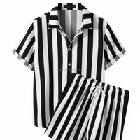Ensemble deux pièces d'été pour hommes, rayé noir, respirant, personnalisable, vente en gros OEM