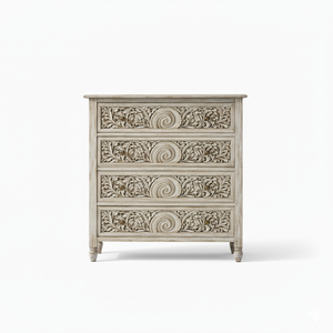 ตู้ลิ้นชักไม้แกะสลักลายเกลียวจากซัพพลายเออร์อินเดีย 4 ลิ้นชัก สำหรับตกแต่งภายในทั้งแบบโมเดิร์นและแบบดั้งเดิม สำหรับสั่งซื้อจำนวนมาก - Product Image 5