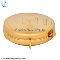 Pyx en laiton gravé IHS |   Pyx de communion en or et argent pour les hosties eucharistiques – Export Corporation