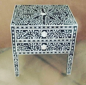 Modern White & Blue Mother of Pearl Bone Inlay Furniture End Table Bedside Table Coffee Table for Living Room Bedroom Hotel Use - Product Image 4