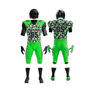 Ensemble d'uniformes de football américain personnalisés, maillot vert camouflage à manches courtes, pantalon ajusté respirant, impression sublimée pour adultes - Product Image 1