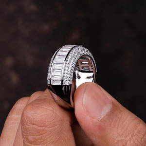 Anillo de Diamantes Baguette Icedout para Hombre, Plata 925, Estilo Hip Hop Bling, Anillo de Boda de Moissanita con Engaste de Canal, Anillo Ancho de Declaración - Product Image 3