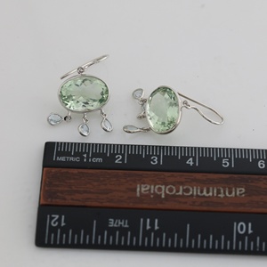 Boucles d'oreilles pendantes en argent sterling 925 avec améthyste verte et topaze bleue, pierres précieuses ovales, bijoux fantaisie, vente en gros - Product Image 6