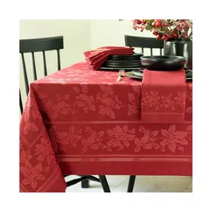バルクカスタムトレードショー任意のカスタムロゴ広告長方形カスタム高品質屋外赤い花刺繍テーブルカバー