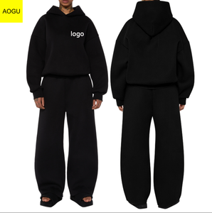 Custom High Quality Luxury Heavyweight 100% Cotton Tech Fleece Oversized Tracksuit Hoodie and <b>Sweatpants</b> <b>Set</b> for Men - Product Image 1