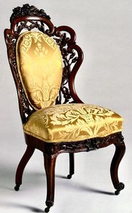 Luxury Handcrafted Solid Wood Dining Chair Ornate Floral Carving Gold Brocade Upholstered <b>Seat</b> - Product Image 6