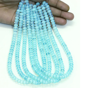 Hermosas cuentas de cuarzo transparente en forma de rondel, color azul cielo, de 7-8 mm, cuentas de piedra preciosa de cuarzo liso, cuentas para la elaboración de joyería artesanal. - Product Image 1