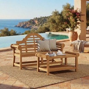 Ensemble de banc de jardin et table basse en teck massif de luxe - Mobilier de patio extérieur pour hôtel - Product Image 2