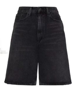 Shorts de mezclilla de cintura alta para hombre, casuales, con botones y dobladillo sin rematar, de algodón - Product Image 1