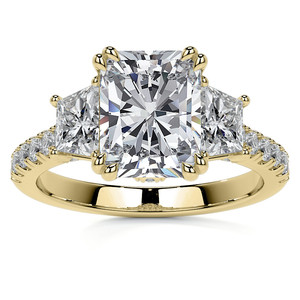 Anillo de compromiso de oro con diamante de laboratorio de lujo, certificado IGI, corte radiante trapezoidal, de tres piedras, para mujer - Product Image 3