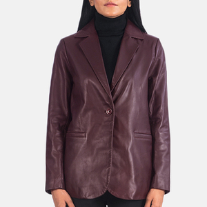 KEVEN IMPEX Women's Genuine Leather Eco-Friendly Breathable Winter Travel Formal Blazer Notched Lapel Regular Single Button USA - Product Image 4