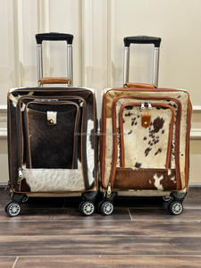 กระเป๋าเดินทางแบบ100% หนังแท้สำหรับผู้ชายผู้หญิงกระเป๋าเดินทางแบบมีล้อลาก - Product Image 5