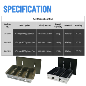 ATLAS STAR 3 Straps - Molde Rectangular para Pan de 1200 g de Aleación de Aluminio con Tapa Antiadherente para Pan de Sándwich, Apto para Horno Rotatorio - Product Image 3