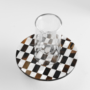 Luxury Eco-Friendly Mother of Pearl Inlay Moroccan Pattern Rectangle 4 Inch <b>Coaster</b> <b>Set</b> with <b>Coaster</b> Holder - Product Image 6