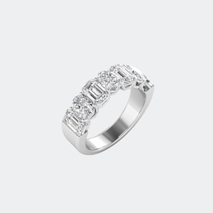 แหวนห้าเม็ดทรงวงรีมรกตผสม 3.50 กะรัต ฝังแบบหนามเตย - Product Image 5