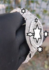 Montre automatique de luxe sportive en acier inoxydable avec cadran en cristal, mouvement mécanique, bracelet en moissanite, hip-hop, unisexe - Product Image 2