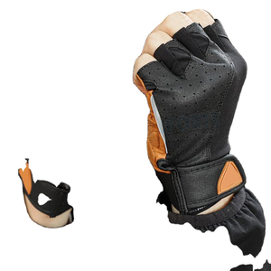 New Wholesale Unisex Half Finger <b>Weightlifting</b> Gym Fitness Leather Gloves Two Piece Combo <b>Set</b> with Custom Color and Logo - Product Image 4