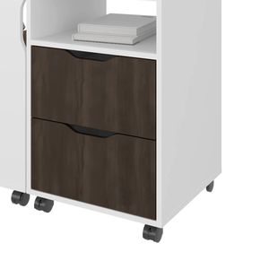 White and Stained Walnut 2-Drawer Extendable <b>Computer</b> <b>Desk</b> with Sliding Mechanism - Product Image 4