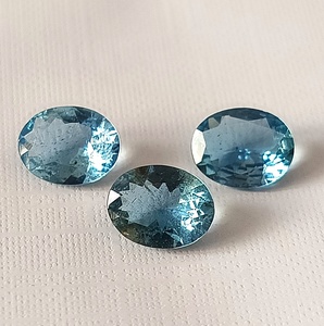 Magnifique Aquamarine Naturelle Santa Maria, Coupe Ovale 7x9 mm, 3 Pièces Calibrées Facettées, Pierre Précieuse Libre de 4,25 Carats pour Bijoux - Product Image 1