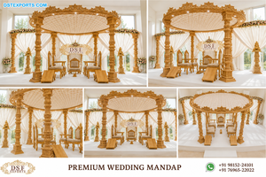 Mandap de Boda Gujarati Avni con Corona, Mandap de Boda Hindú con Aspecto de Madera, Mandap de FRP, Decoración de Mandap de Boda del Sur de la India, Australia - Product Image 5