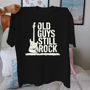 Guitar Nostalgia OLD GUYS STILL ROCK Camiseta cómoda de algodón puro para mujer - Product Image 1