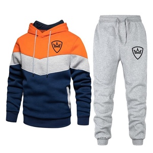 Latest Design OEM Splicing Men's Tracksuit 2 Piece Sports Set Sweatshirt and Pants Jogging Sweat Suit Clothes Autumn Winter 2021 - Product Image 2