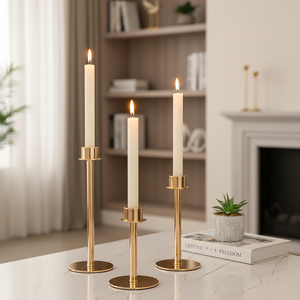 Grand bougeoir en verre avec couvercle en verre, support de bougie en métal pour mariage, fête et décoration de table à la maison - Product Image 1