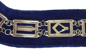 Collar de Cadena Masónico Azul para Oficiales con Detalles en Oro – Joya para Diácono Superior - Regalia Masónica, Collar de Cadena Azul con Cadena Dorada - Product Image 6