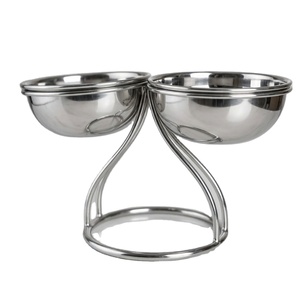 Juego de Tazones para Servir de Acero Inoxidable Doble Premium con Soporte en Forma de S, Servidor de Postres y Frutas de Lujo para Vajilla de Hotel y Bodas - Product Image 1