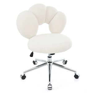 Chaise de bureau pivotante à 360 degrés, réglable en hauteur, en tissu Teddy, pour les environnements de télétravail - Product Image 6