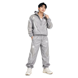 Wholesale Hooded Nylon Jogger Tracksuit Sets Reflective Panel Lightweight Nylon Tracksuit Sets With <b>Rhinestones</b> men's <b>jackets</b> - Product Image 2